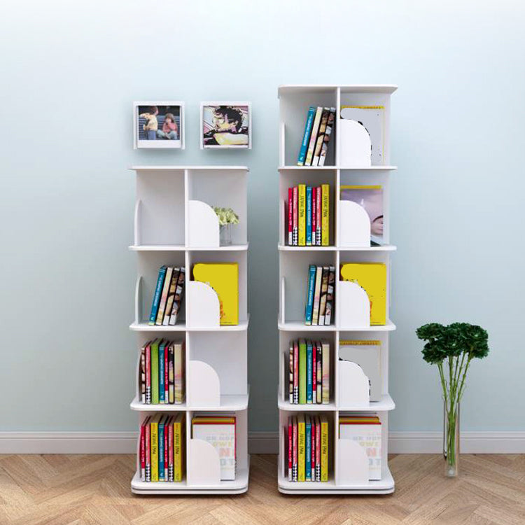 White Closed Back Bookshelf Manufactured Wood Bookcase for Living Room
