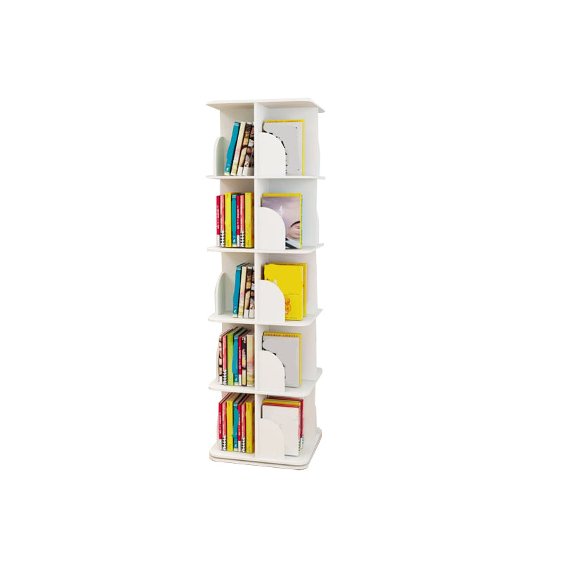 White Closed Back Bookshelf Manufactured Wood Bookcase for Living Room