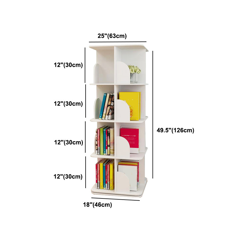 White Closed Back Bookshelf Manufactured Wood Bookcase for Living Room
