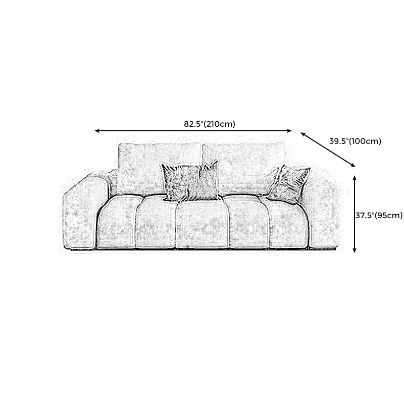 Nordic Cream Square Arm Sofa Faux Leather Cushion Back Sectional for Living Room