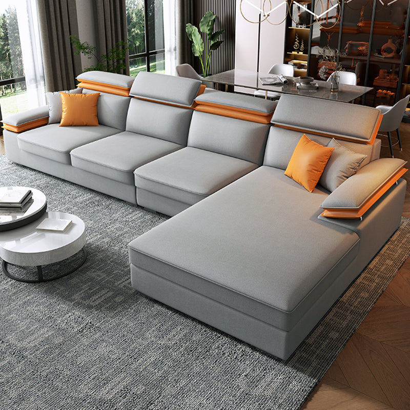 Contemporary 4-Seater L-Shape Sectional Pillow Top Arm Sofa for Living Room
