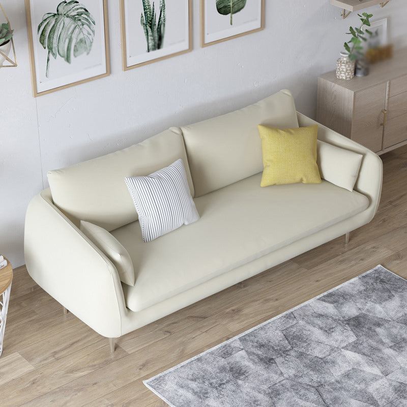 Scandinavian Square Arm Settee Velvet Cushion Back Sofa with Metal Legs
