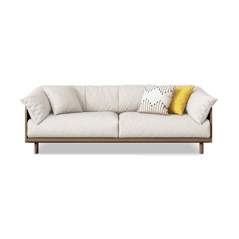 Scandinavian Tuxedo Arm Settee Cotton Blend Standard Sofa with Wooden Legs