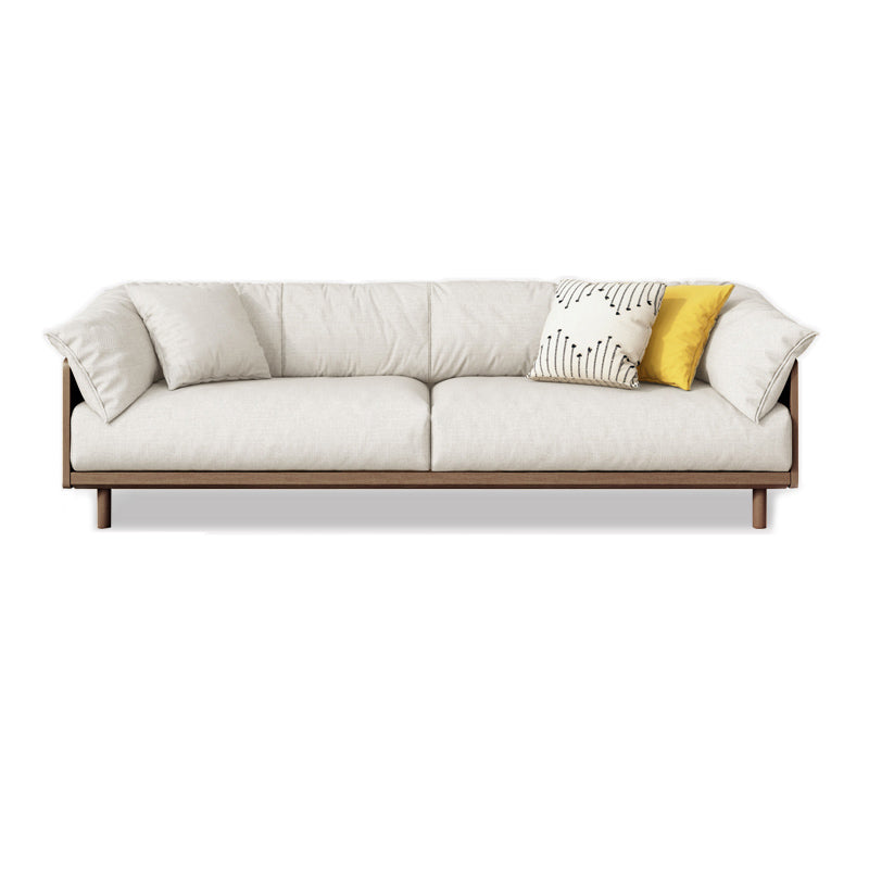 Scandinavian Tuxedo Arm Settee Cotton Blend Standard Sofa with Wooden Legs