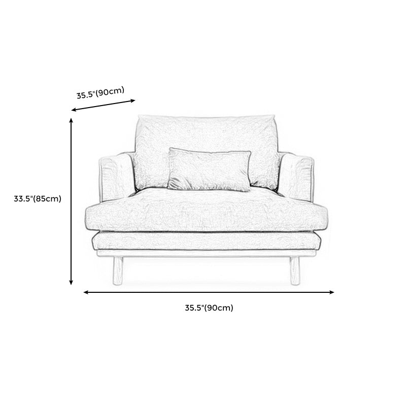 Nordic Fabric Square Arm Standard Sofa Loose Back Settee with Wooden Legs