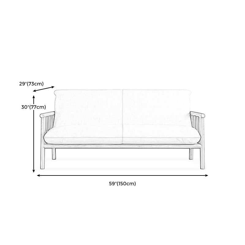 Farmhouse Faux Leather Cushions Sofa Standard Square Arm Settee with Wooden Frame