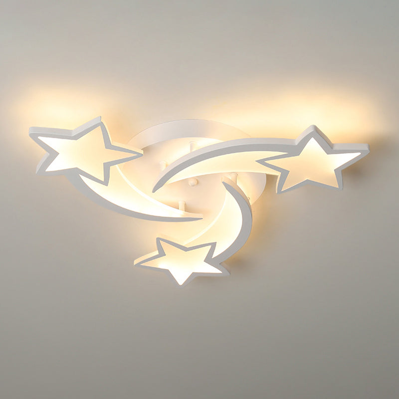 Metal Star Close to Ceiling Lighting Nordic Style LED White Ceiling Lamp