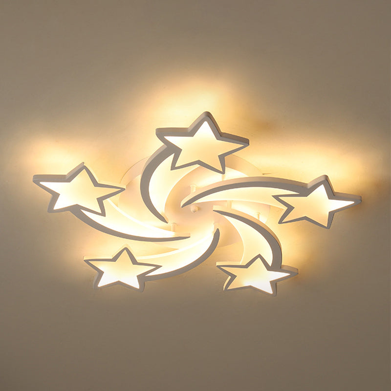 Metal Star Close to Ceiling Lighting Nordic Style LED White Ceiling Lamp