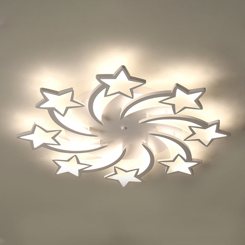 Metal Star Close to Ceiling Lighting Nordic Style LED White Ceiling Lamp