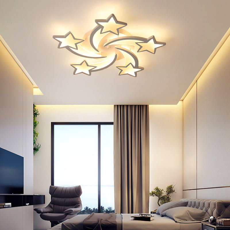 Metal Star Close to Ceiling Lighting Nordic Style LED White Ceiling Lamp