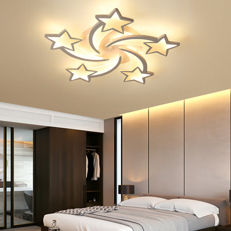 Metal Star Close to Ceiling Lighting Nordic Style LED White Ceiling Lamp