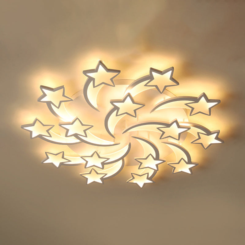 Metal Star Close to Ceiling Lighting Nordic Style LED White Ceiling Lamp