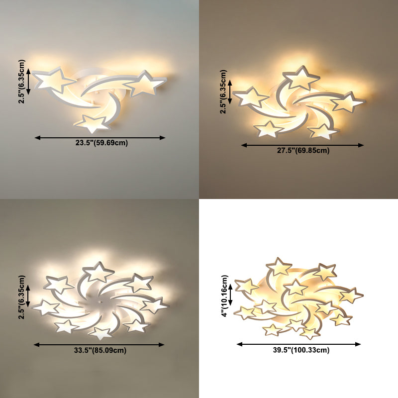Metal Star Close to Ceiling Lighting Nordic Style LED White Ceiling Lamp