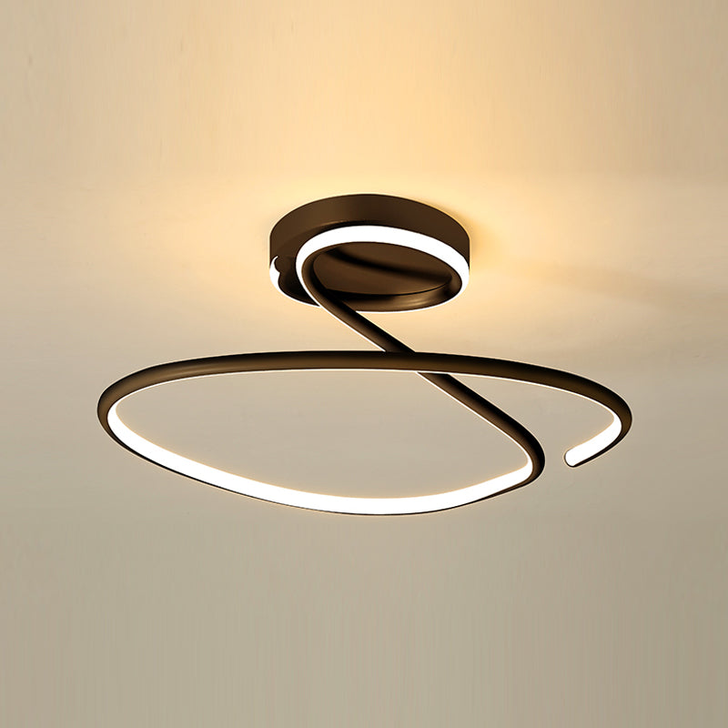 Minimalist Circular Ceiling Flush Mount Aluminum LED Bedroom Semi Flush Light