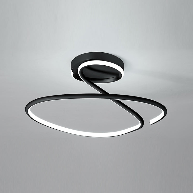 Minimalist Circular Ceiling Flush Mount Aluminum LED Bedroom Semi Flush Light