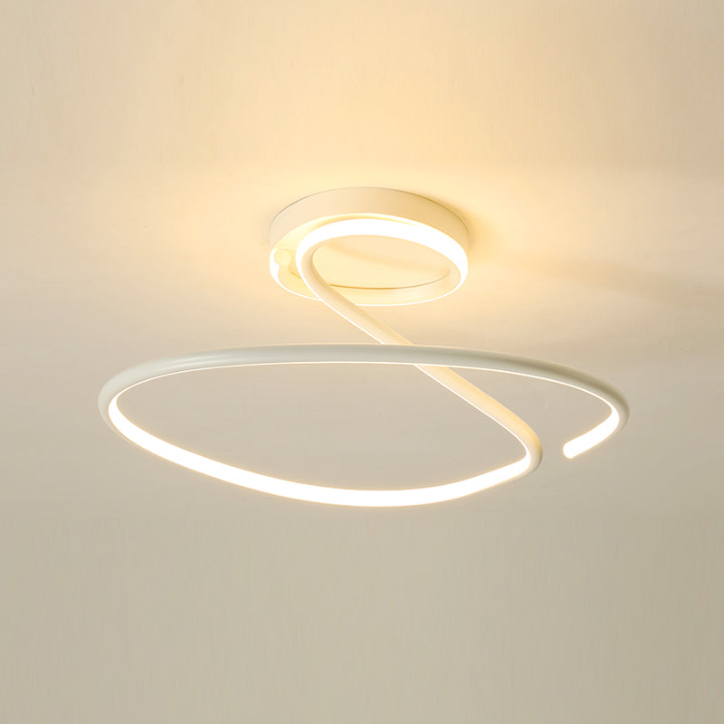 Minimalist Circular Ceiling Flush Mount Aluminum LED Bedroom Semi Flush Light