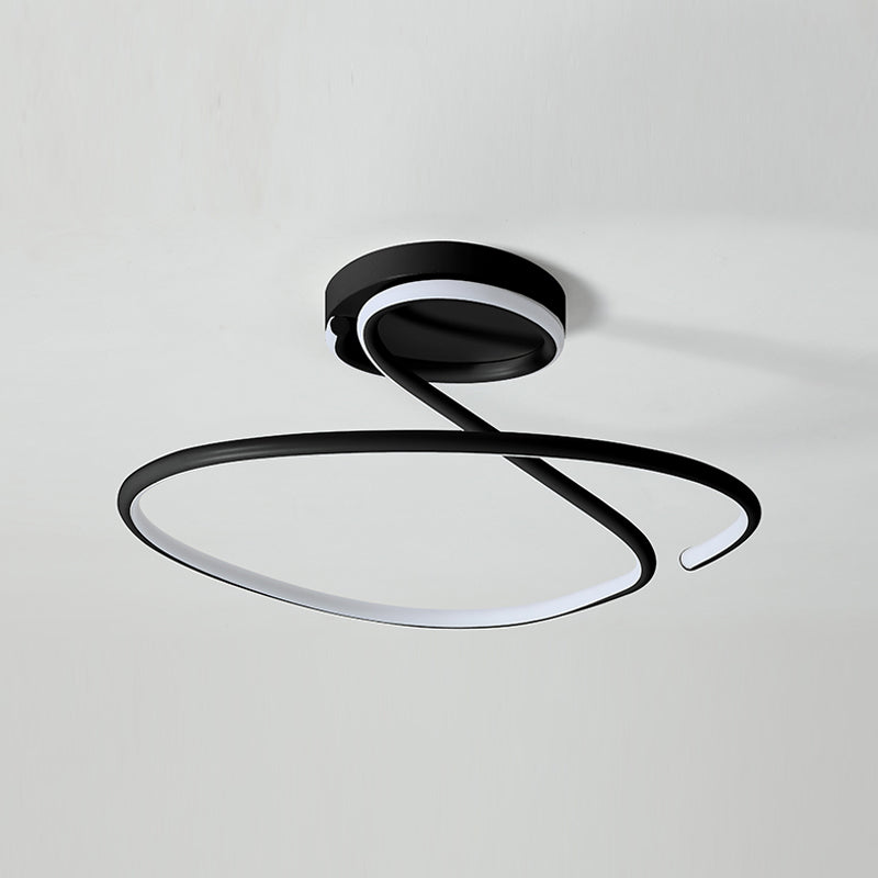 Minimalist Circular Ceiling Flush Mount Aluminum LED Bedroom Semi Flush Light