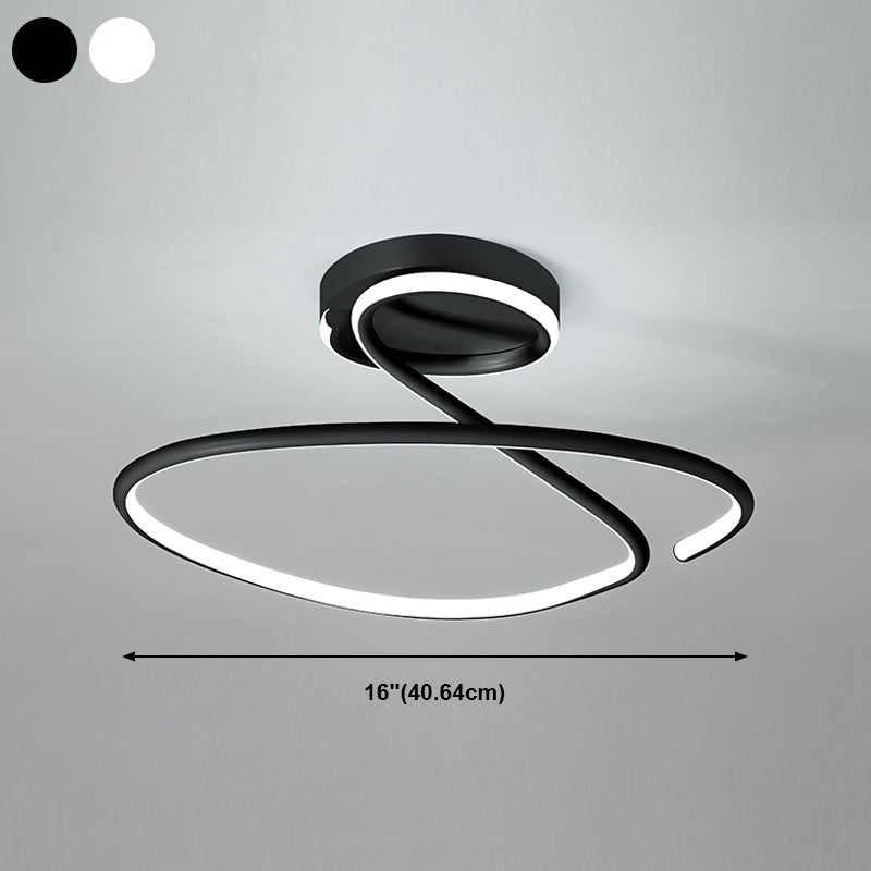 Minimalist Circular Ceiling Flush Mount Aluminum LED Bedroom Semi Flush Light