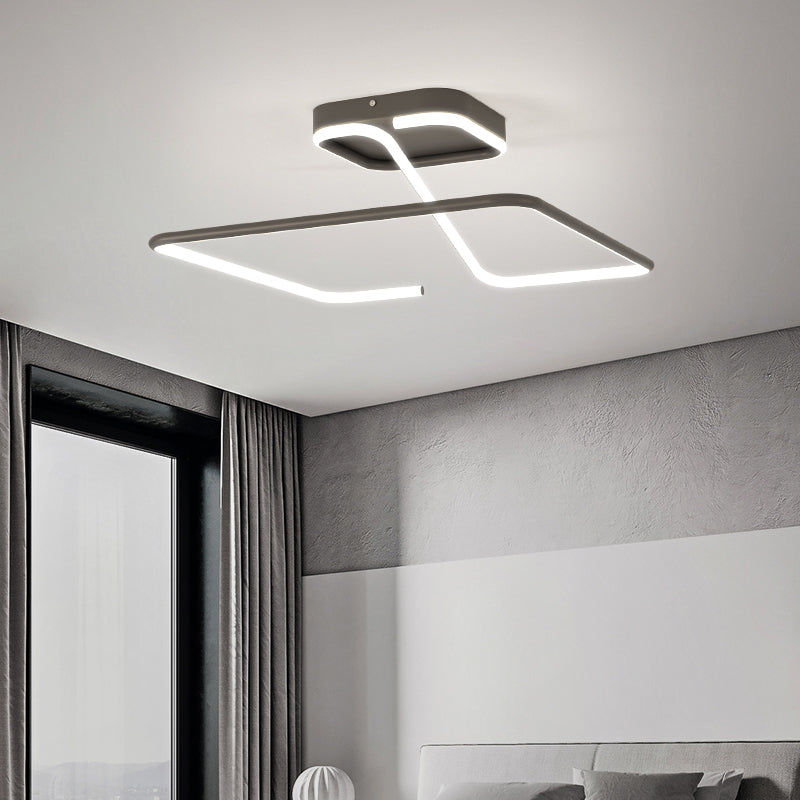 Line Shape LED Ceiling Lamp Modern Iron 1 Light Flush Mount for Study Bedroom