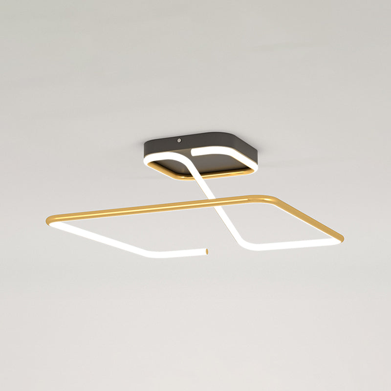 Line Shape LED Ceiling Lamp Modern Iron 1 Light Flush Mount for Study Bedroom