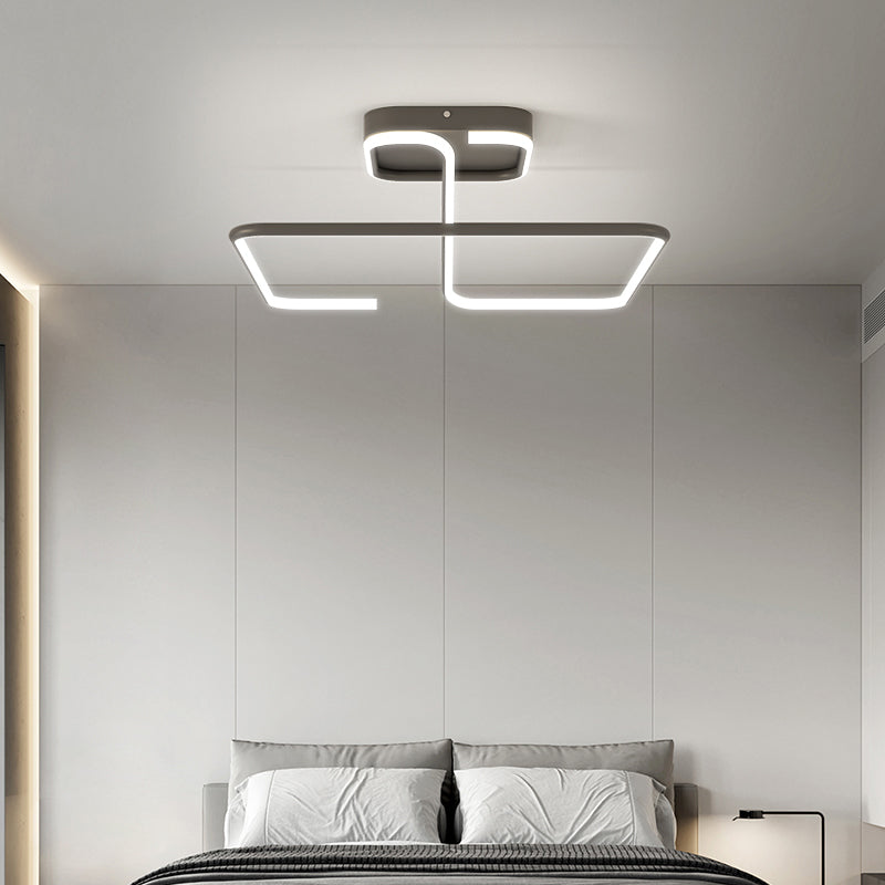 Line Shape LED Ceiling Lamp Modern Iron 1 Light Flush Mount for Study Bedroom