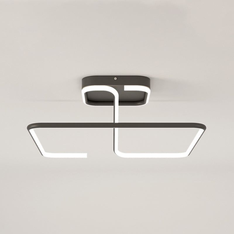 Line Shape LED Ceiling Lamp Modern Iron 1 Light Flush Mount for Study Bedroom