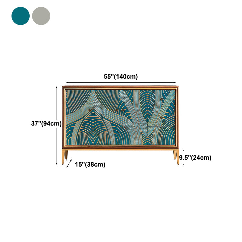 Glam Dining Server Wood and Metal Sideboard Cabinet with Drawers and Storage