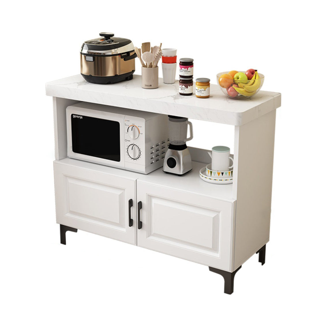 Engineered Wood Sideboard Modern Dining Server with Stone Countertop for Living Room