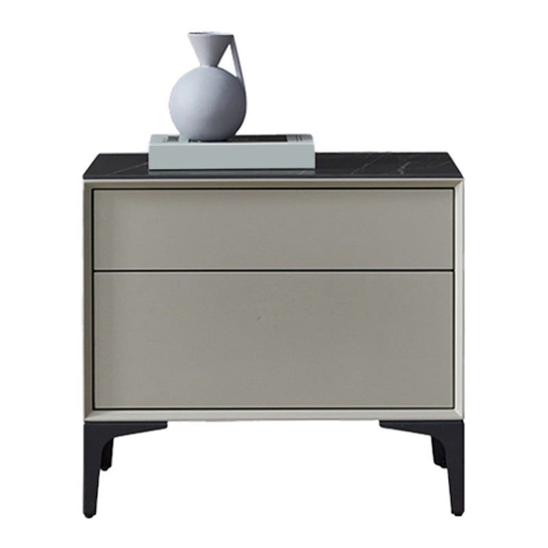 Grey Wood and Stone Buffet Server Modern Living Room Buffet/Console with Drawers