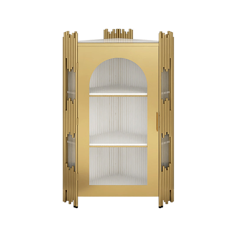 Glam Stone and Metal Sideboard Table 1 Cabinet Glass Door Buffet Stand