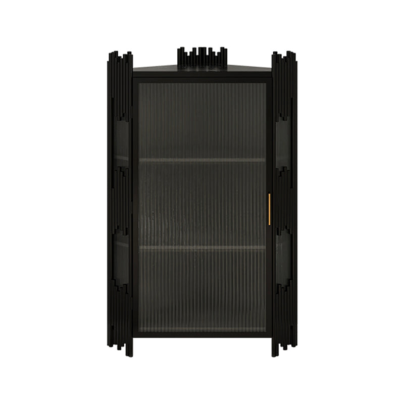 Glam Stone and Metal Sideboard Table 1 Cabinet Glass Door Buffet Stand