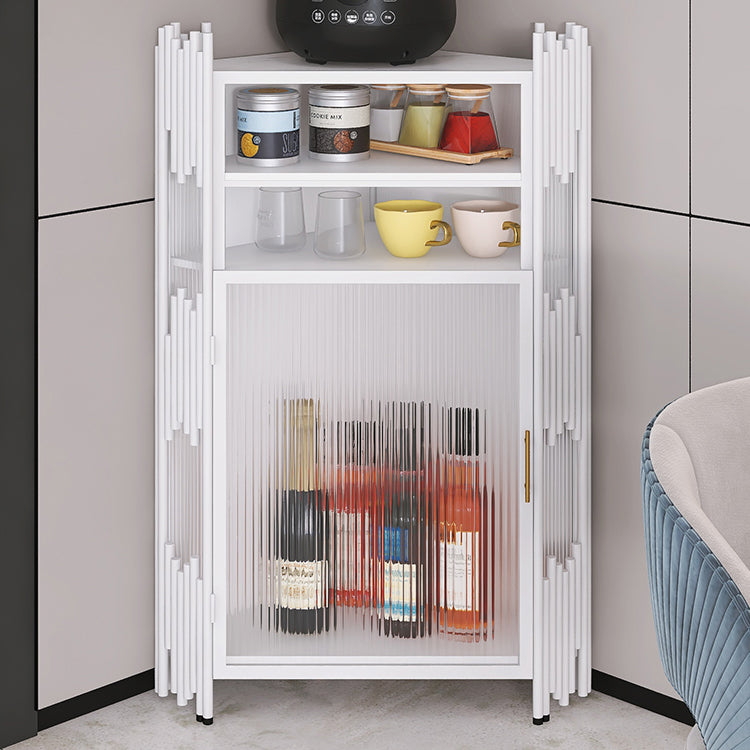 Glam Stone and Metal Sideboard Table 1 Cabinet Glass Door Buffet Stand