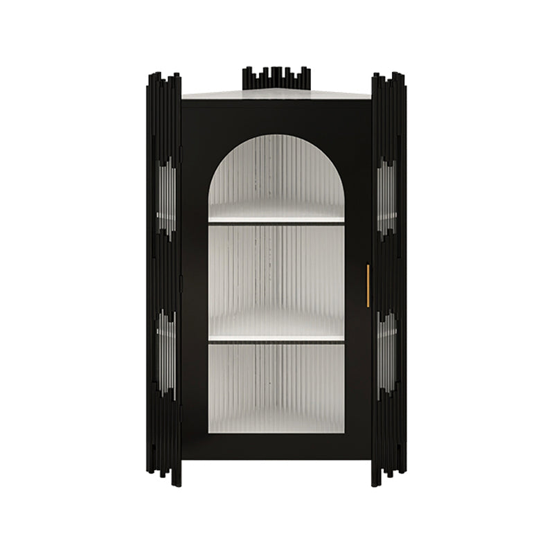 Glam Stone and Metal Sideboard Table 1 Cabinet Glass Door Buffet Stand