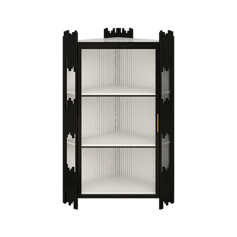 Glam Stone and Metal Sideboard Table 1 Cabinet Glass Door Buffet Stand