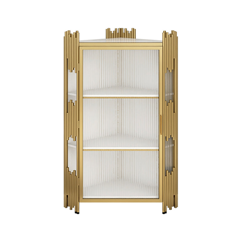 Glam Stone and Metal Sideboard Table 1 Cabinet Glass Door Buffet Stand