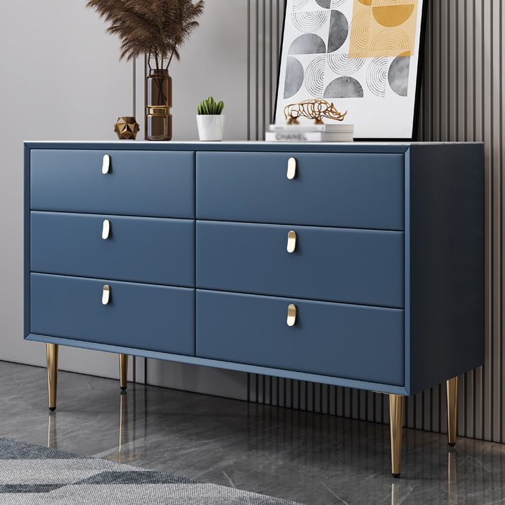 Glam Style Buffet Table White Stone Top Kitchen Table for Living Room