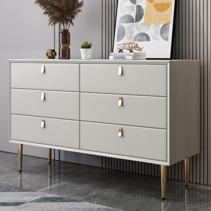 Glam Style Buffet Table White Stone Top Kitchen Table for Living Room