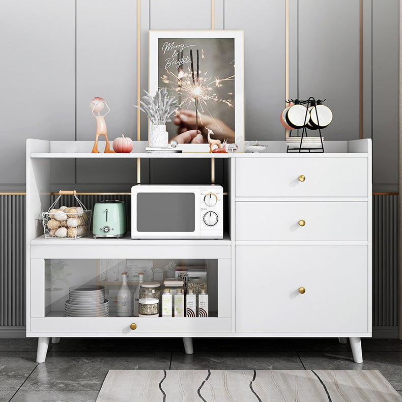 Modern Cabinets Buffet Table Engineered Wood Open Storage Sideboard Cabinet