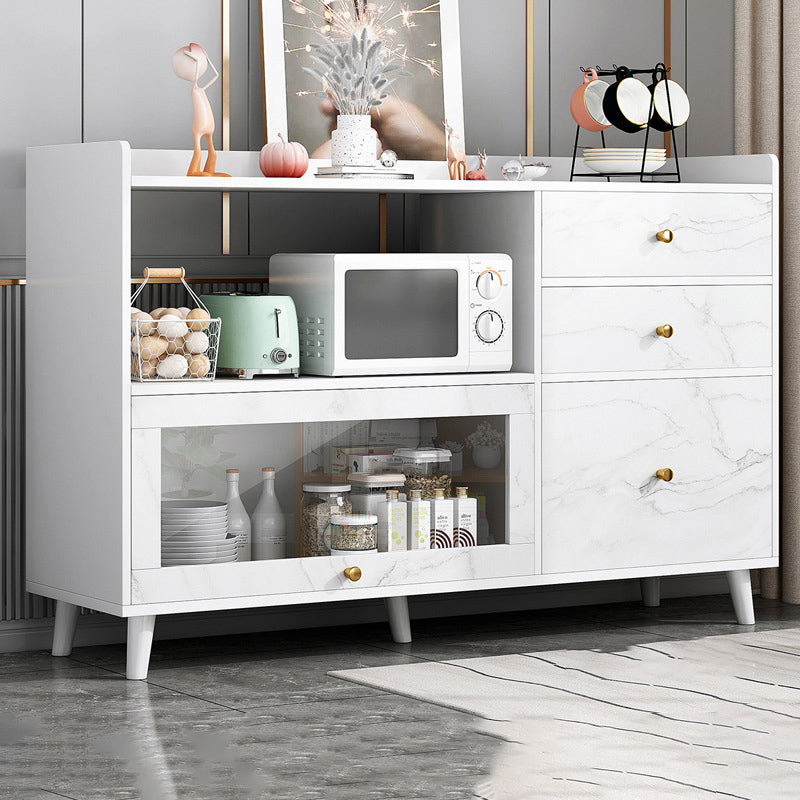 Modern Cabinets Buffet Table Engineered Wood Open Storage Sideboard Cabinet