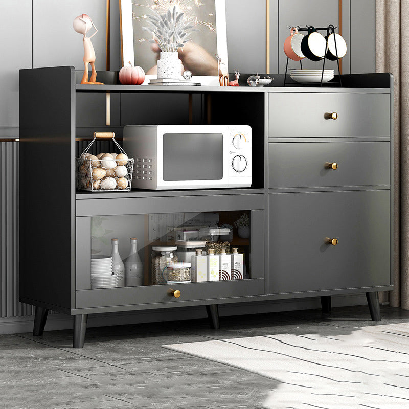 Modern Cabinets Buffet Table Engineered Wood Open Storage Sideboard Cabinet