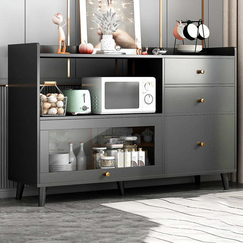 Modern Cabinets Buffet Table Engineered Wood Open Storage Sideboard Cabinet