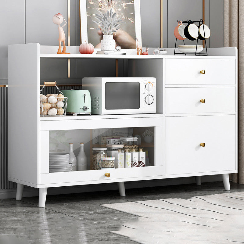 Modern Cabinets Buffet Table Engineered Wood Open Storage Sideboard Cabinet