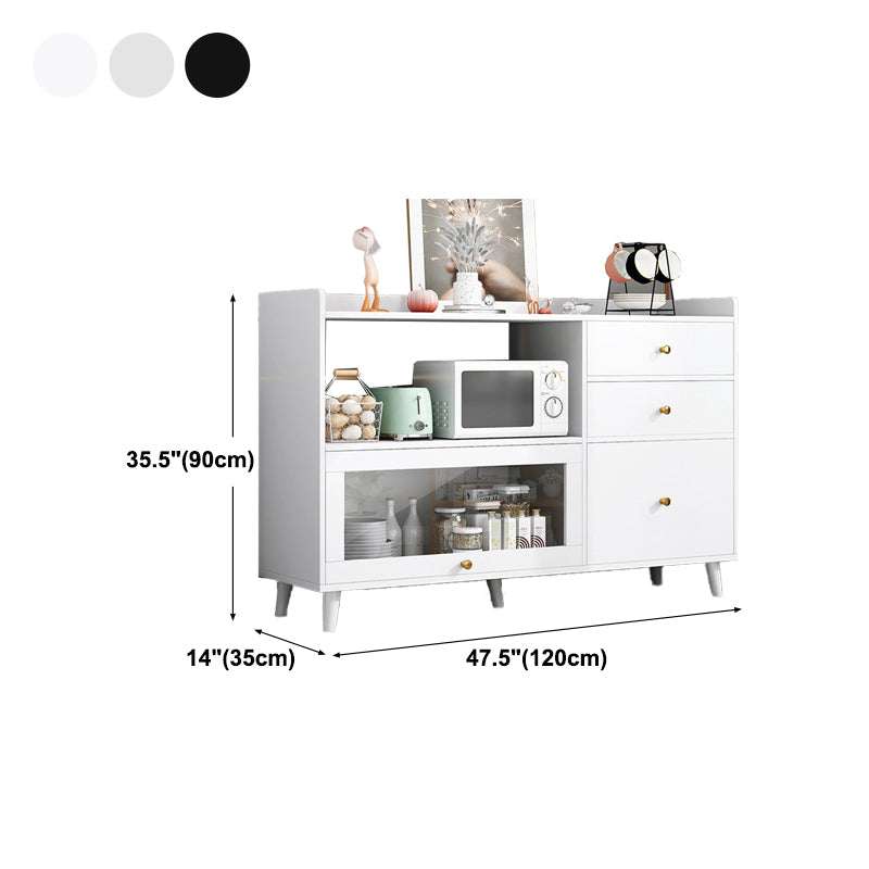 Modern Cabinets Buffet Table Engineered Wood Open Storage Sideboard Cabinet