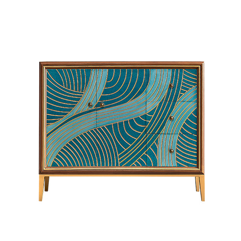 Luxurious Buffet Table Gold Frame Multi Drawer Dining Table for Living Room