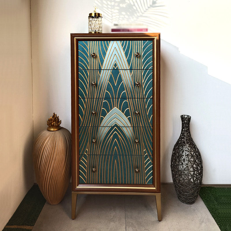 Luxurious Buffet Table Gold Frame Multi Drawer Dining Table for Living Room