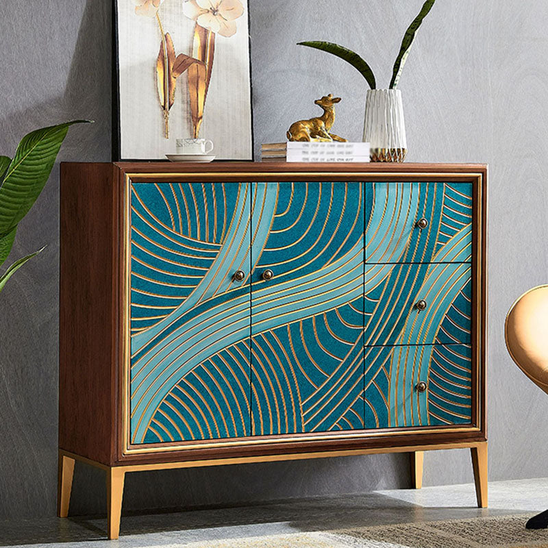 Luxurious Buffet Table Gold Frame Multi Drawer Dining Table for Living Room