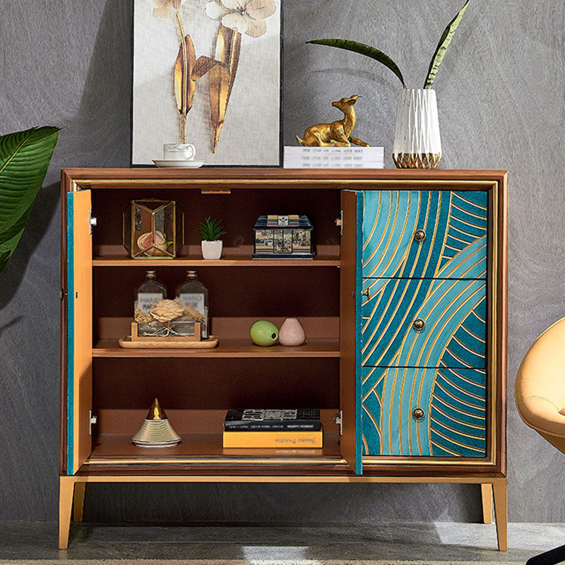 Luxurious Buffet Table Gold Frame Multi Drawer Dining Table for Living Room