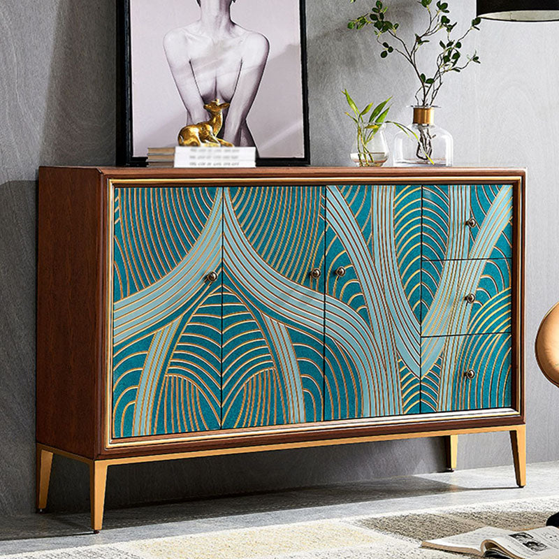 Luxurious Buffet Table Gold Frame Multi Drawer Dining Table for Living Room