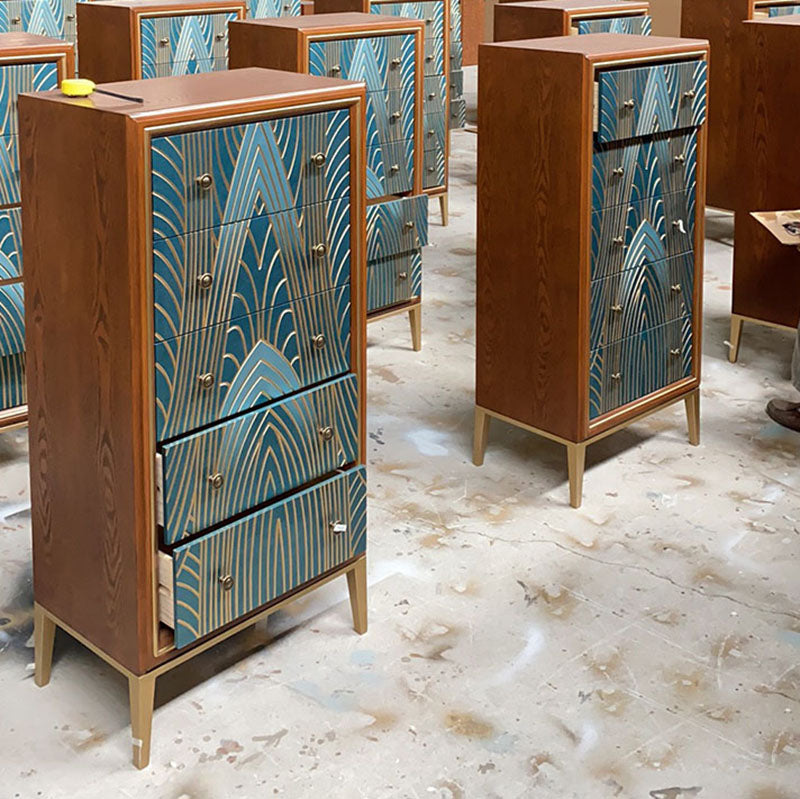 Luxurious Buffet Table Gold Frame Multi Drawer Dining Table for Living Room