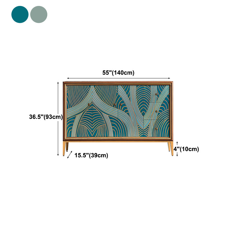 Luxurious Buffet Table Gold Frame Multi Drawer Dining Table for Living Room